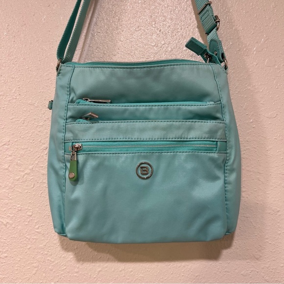 Beside-U Handbags - Beside-U RFID Blocking Teal Green Medium Crossbody Bag Hand Sewn Nylon EUC